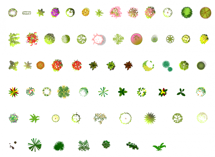 Garden tree plant blocks cad drawing details dwg file