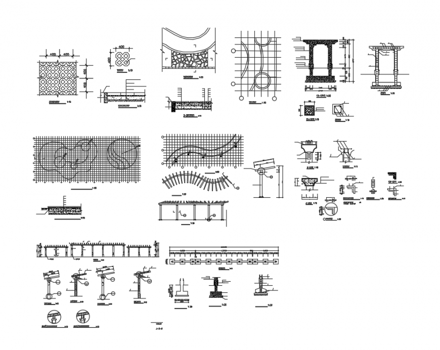 Gardens flower rack construction cad drawing details dwg file