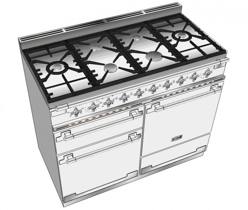 Gas-stove detail 3d model layout sketch-up file