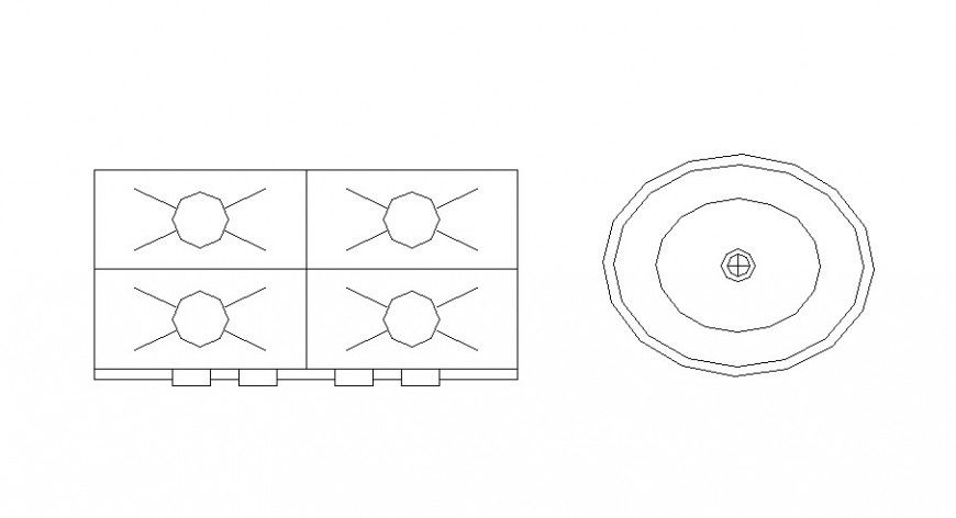 Gas stove and sink kitchen furniture cad block details dwg file