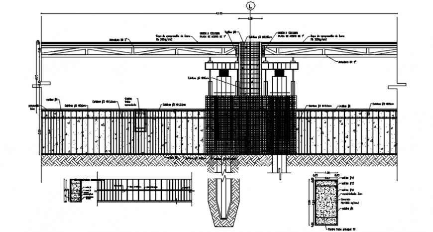 Gate and fence section, construction and structure details dwg file
