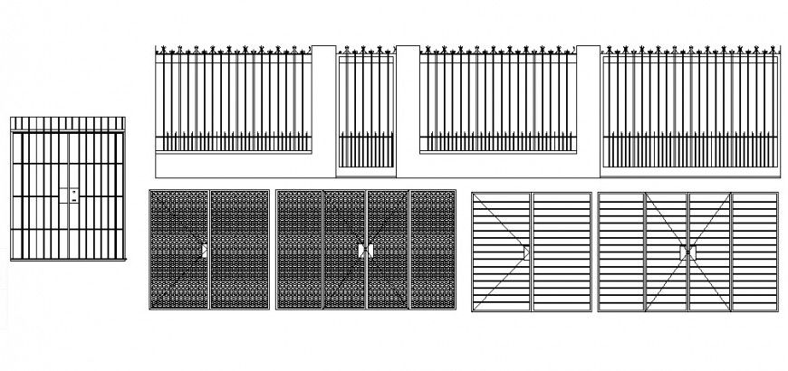 Gate elevation drawings 2d view design autocad file