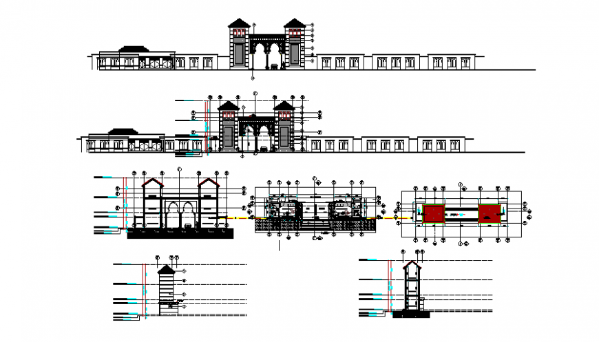 Gate House Detail plan, elevation and section autocad file