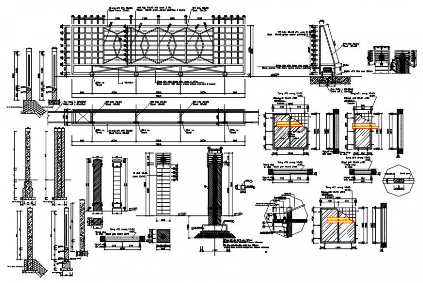 Gate house drawings elevation 2d view autocad software file