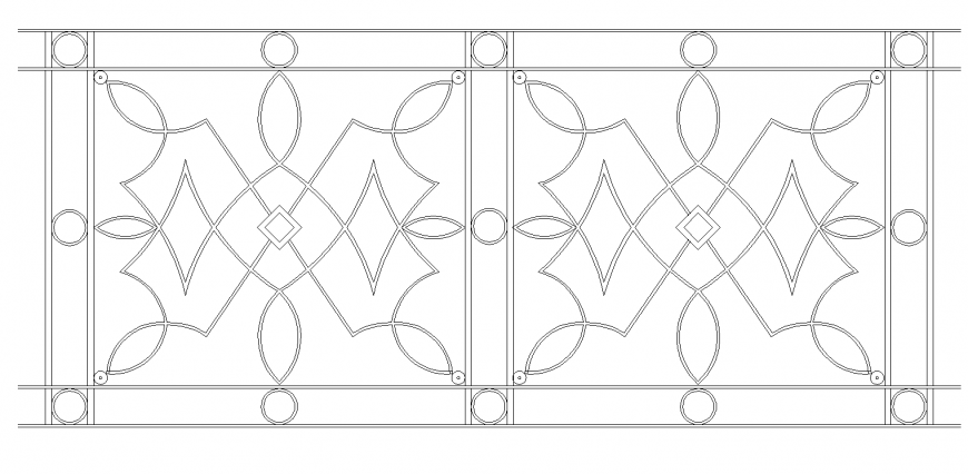 Gate railing structure detail 2d view layout file in autocad format