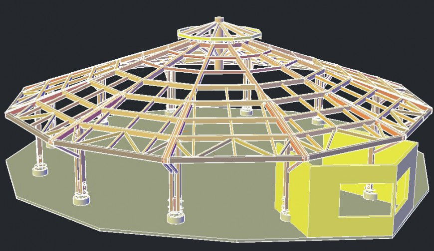 Gazebo 3d detailing elevation detailing dwg file