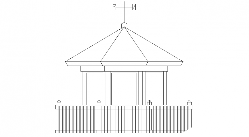 Gazebo shade drawings detail 2d view elevation dwg file