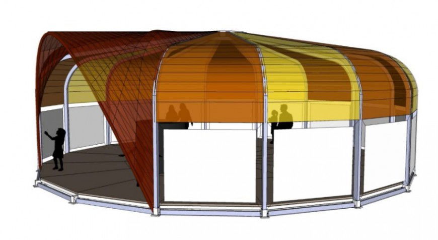 Gazebo tent type 3d model cad drawing details jpg file