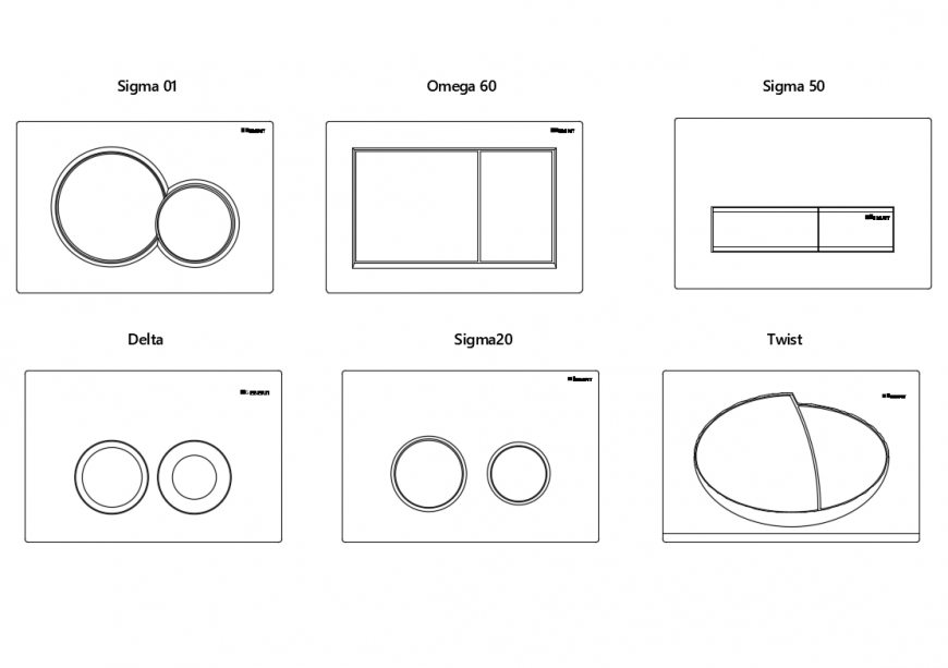 Geberit flush plates elevations cad block details dwg file