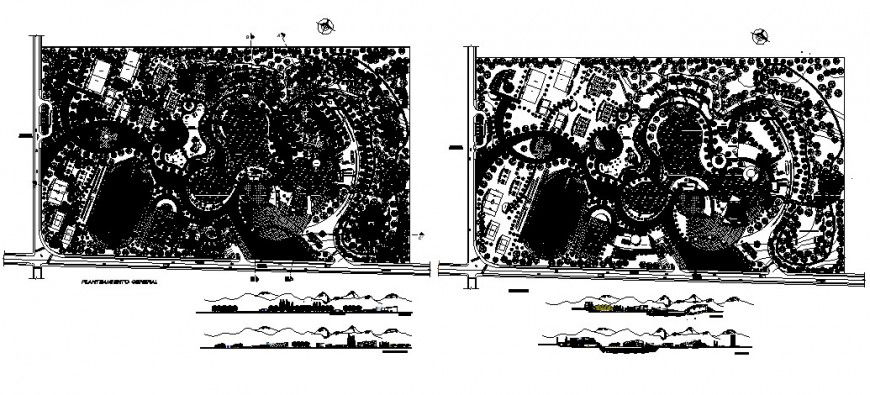 General approach plan and elevation of sport area Centre in auto cad