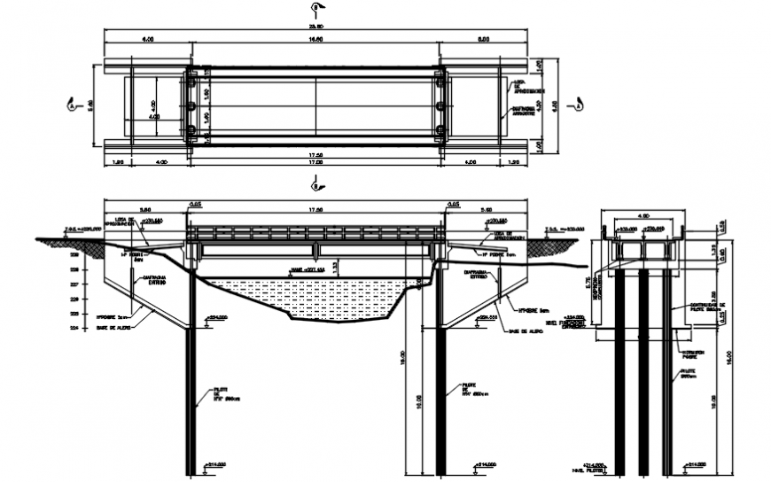 General bridge section and construction details dwg file
