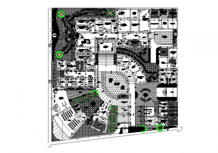 General distribution layout plan details of city hospital cad drawing details dwg file