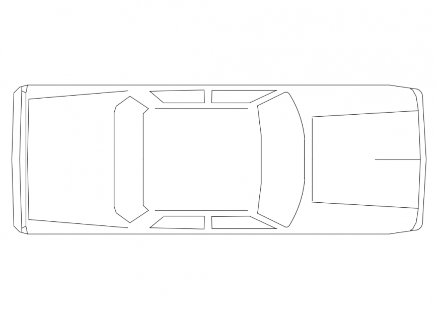 General family car top view elevation cad block details dwg file