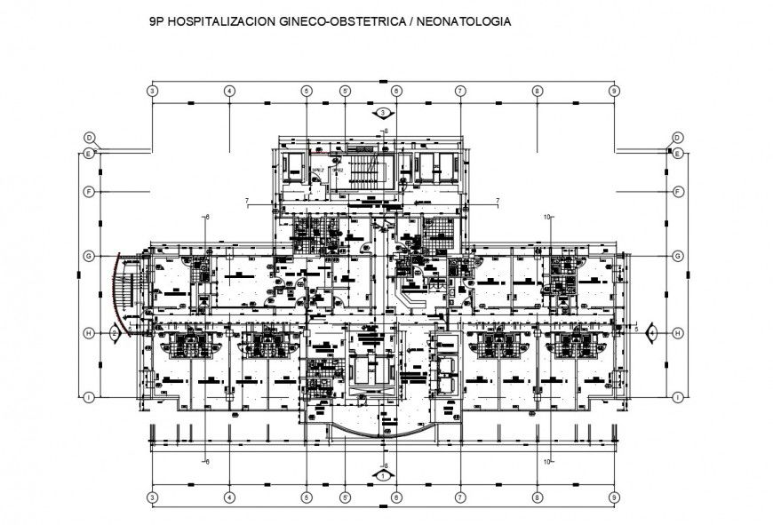 General hospital architecture layout plan cad drawing details dwg file
