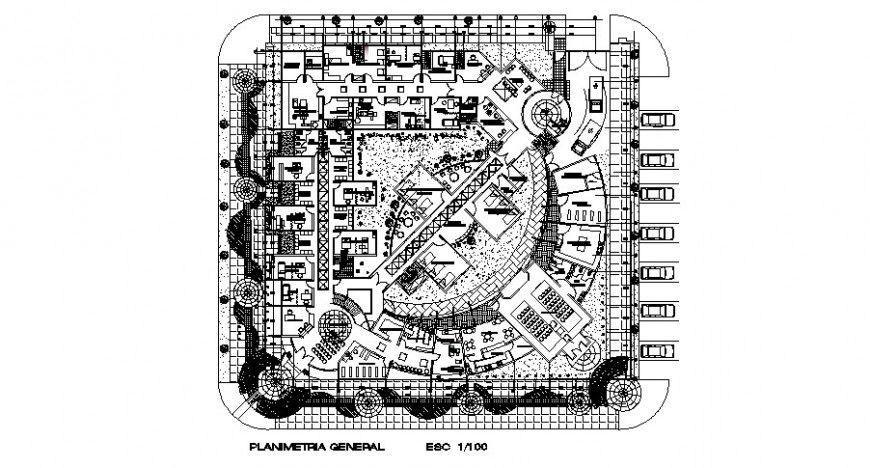 General hospital building general layout plan cad drawing details dwg file