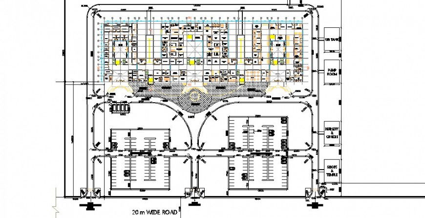 General hospital building site layout plan cad drawing details dwg file