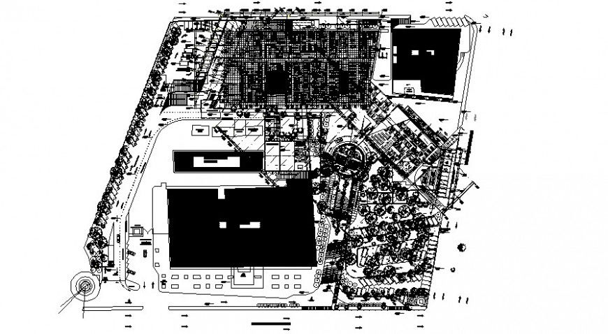 General hospital distribution and landscaping structure details dwg file