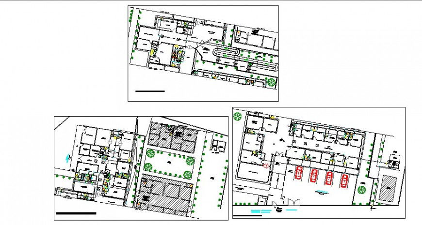 General hospital floor plan with water network cad drawing details dwg file