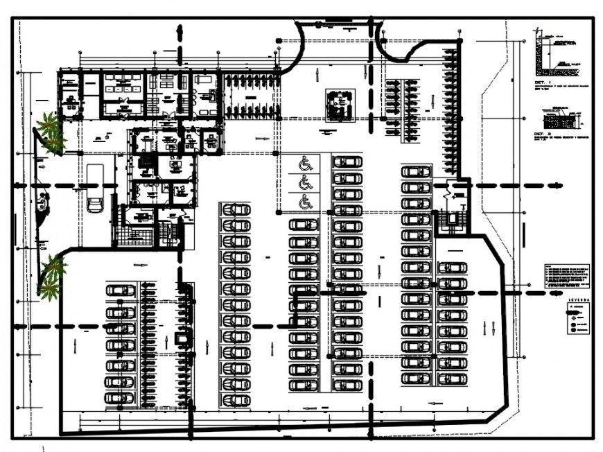 General hospital ground floor distribution plan drawing details dwg file