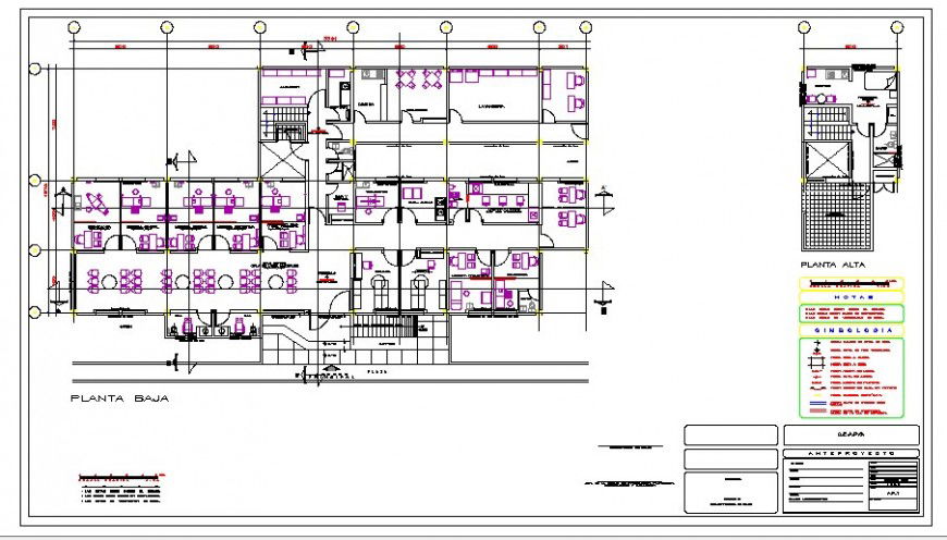 General hospital ground floor distribution plan with furniture drawing details dwg file
