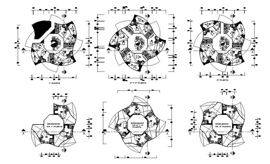 General housing flats building floor plan distribution drawing details dwg file