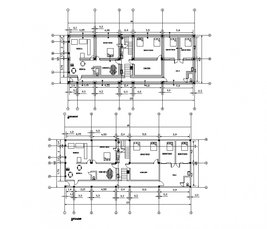General housing plans and elevation autocad file