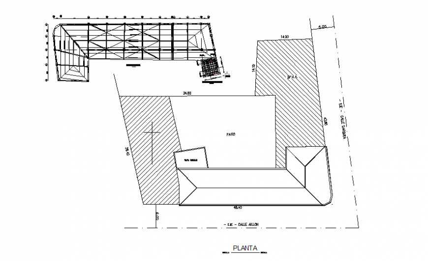 General layout plan and cover plant details of one family house dwg file