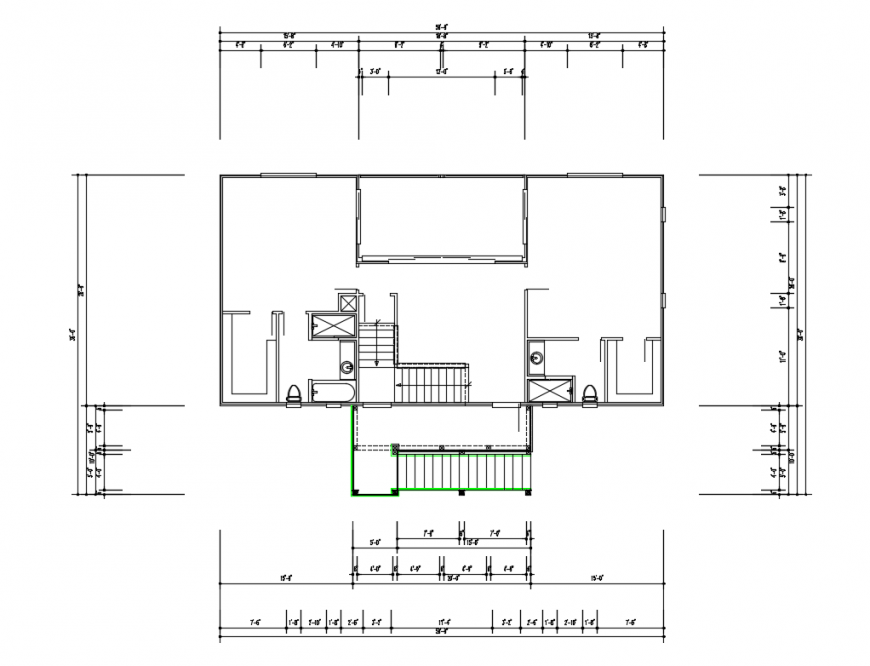 General layout plan details of house with sanitarians dwg file