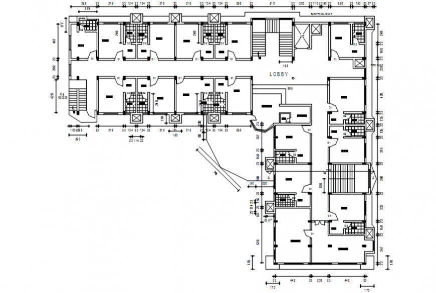 General multi-level hospital building Second floor plan cad drawing details