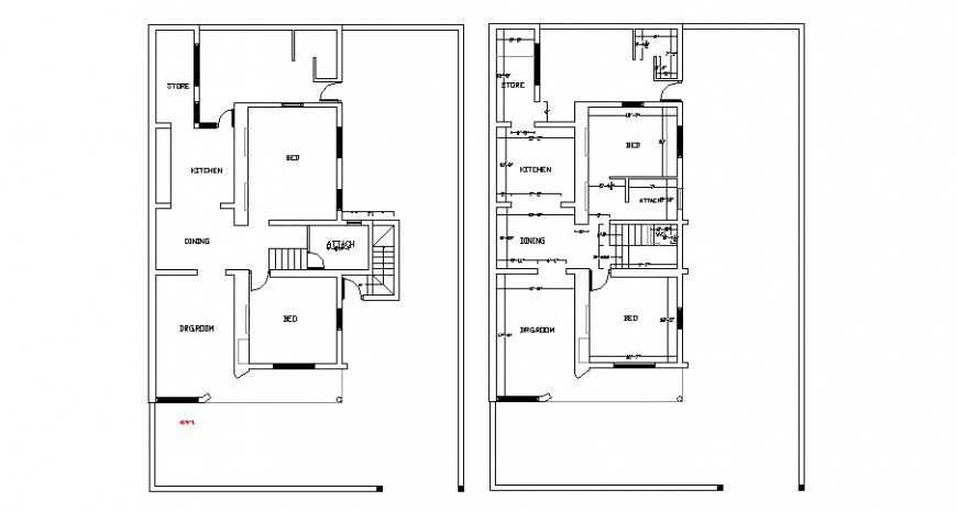 General one family house distribution plan cad drawing details dwg file
