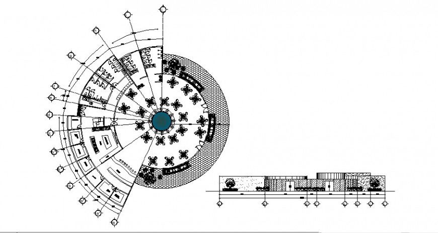 General plan and elevation of restaurant in auto cad file