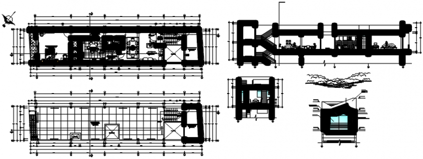 General plan of house elevation and section view in AutoCAD file