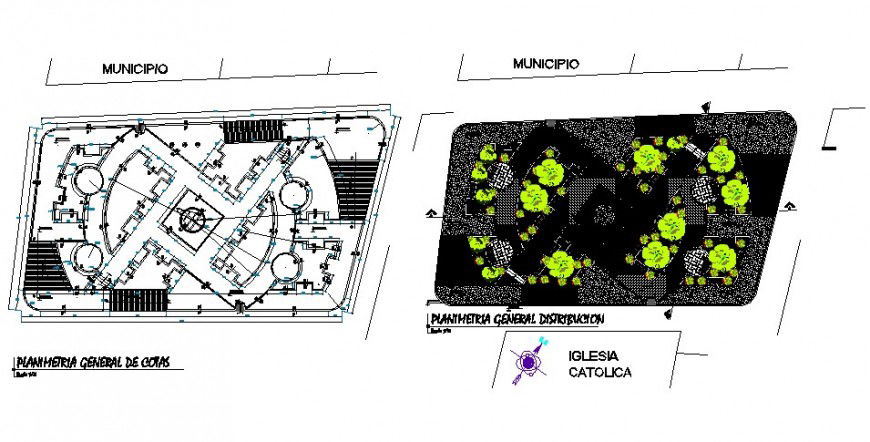 General plan with material symbol of park in auto cad