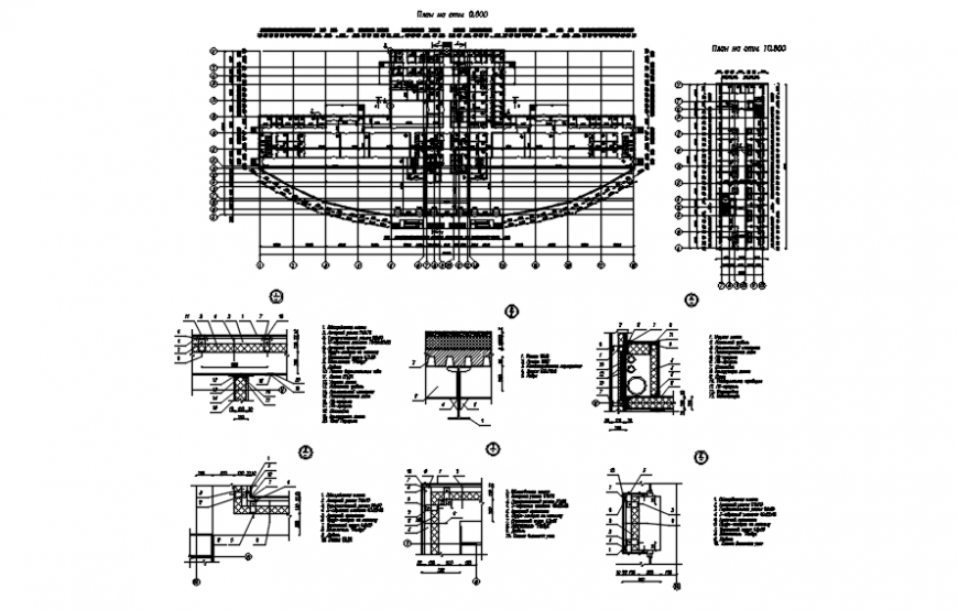 General plan with sectional detail of shopping area in file of auto cad