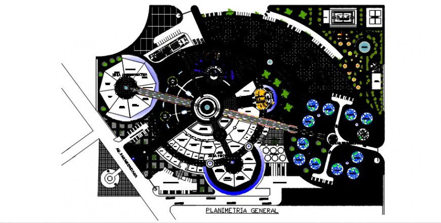 General planimetry drawing details of multi-function culture center dwg file