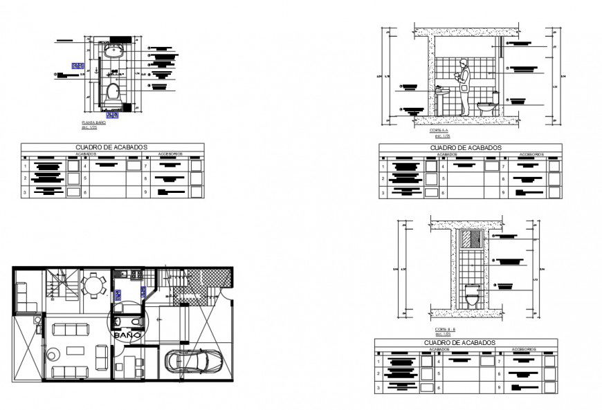 General toilet plan and section detail dwg file