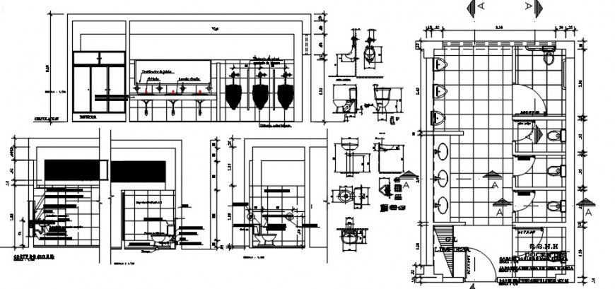 gents bathroom detail cad file