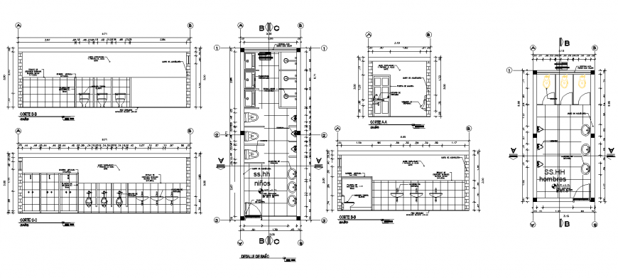 Gents public toilet detail drawing in dwg AutoCAD file.