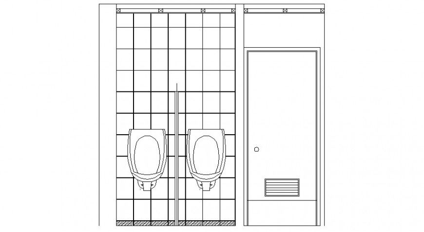 Gents toilet front section cad drawing details dwg file