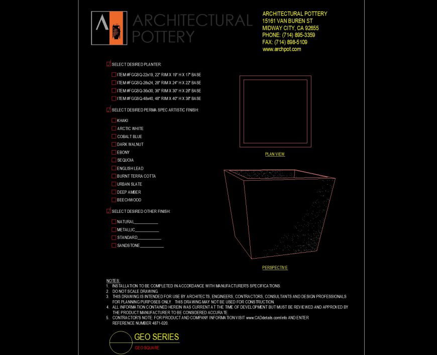 Geo square planter details  drawing in dwg file.