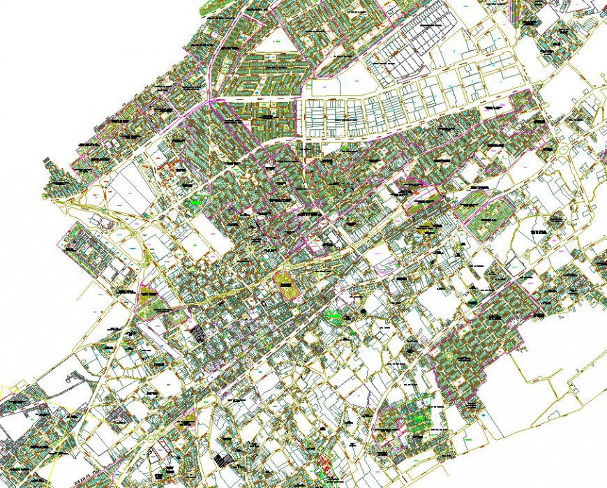 Geographical and urban city map in dwg file.