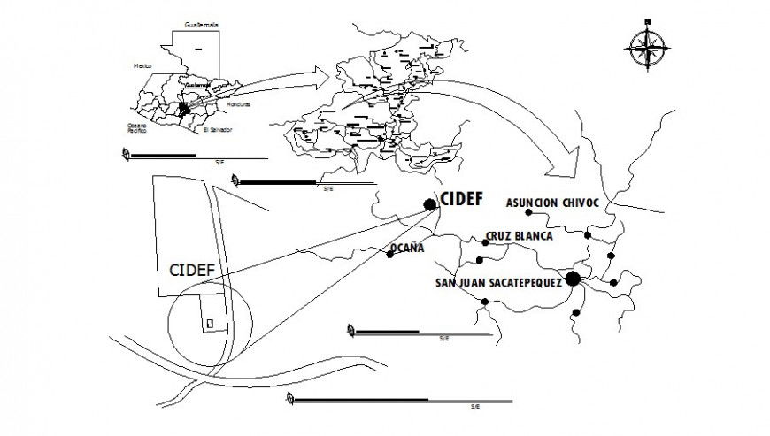 Geographical map detail drawing in AutoCAD file.
