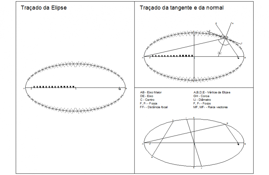 Geometric figures drawing of ellipse shapes cad drawing details dwg file