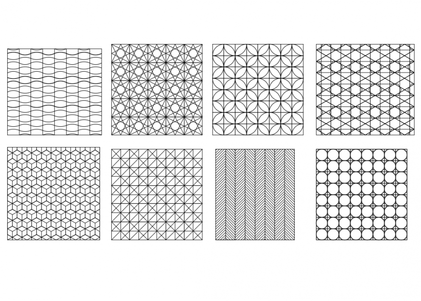 Geometric pattern design architecture tiles cad block details dwg file