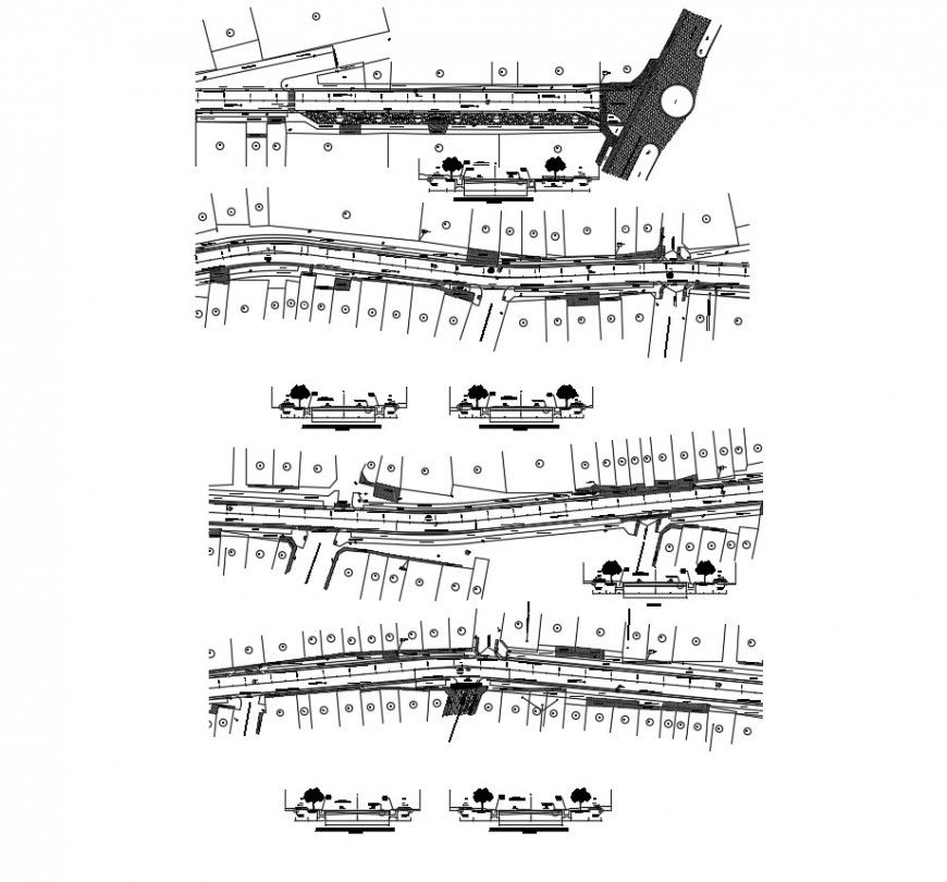 Urban Street Layout & Landscaping CAD Drawing for Design