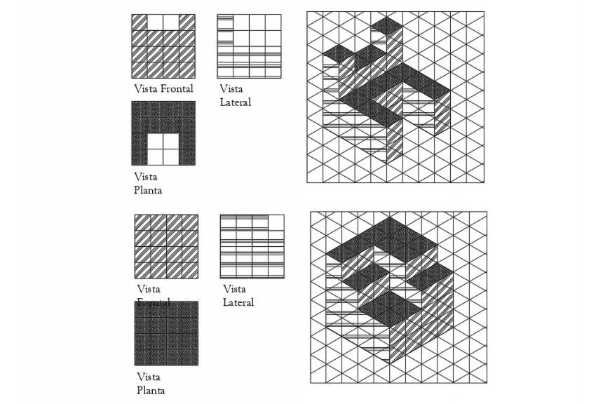 Geometric symbol isometric elevation and drawing details dwg file