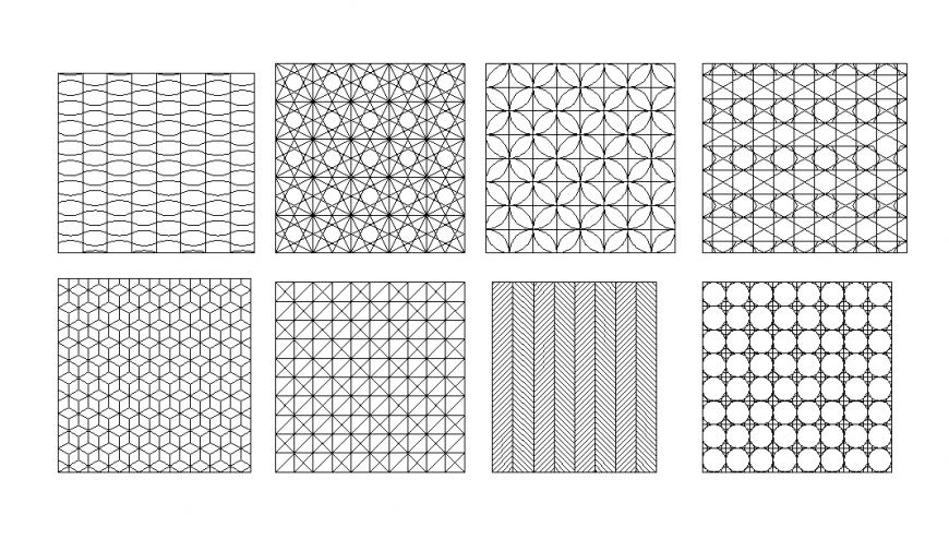 Geometrical pattern 2d view layout CAD blocks layout dwg file
