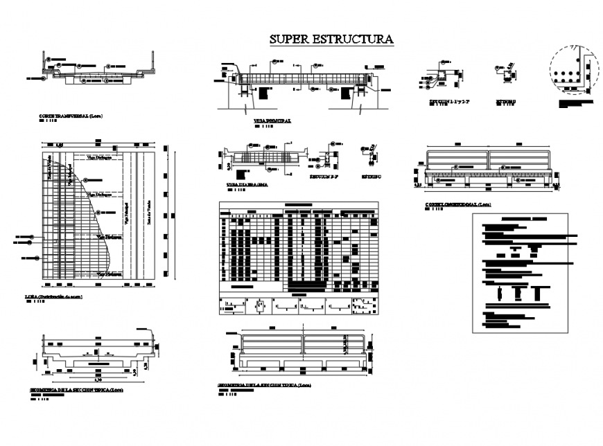 Geometry of the typical section slab and beam super structure details dwg file