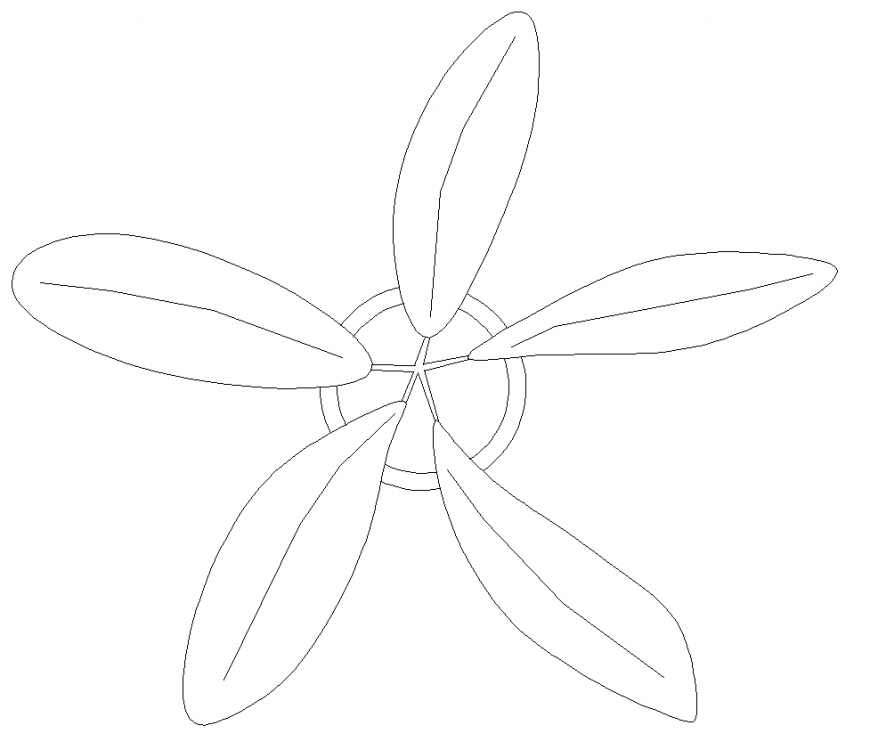 Giant leaf of tree and plant block plan dwg file