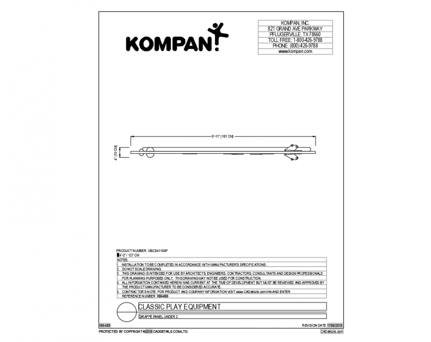 Giraffe panel classical play equipment details dwg file